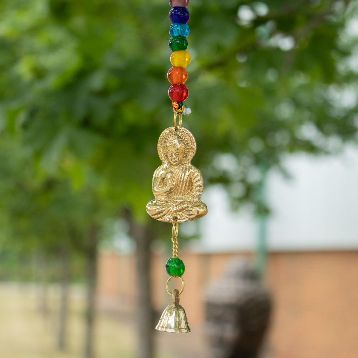 Glockenspiel – Messing Buddha mit Chakra-Perlen – 53 cm