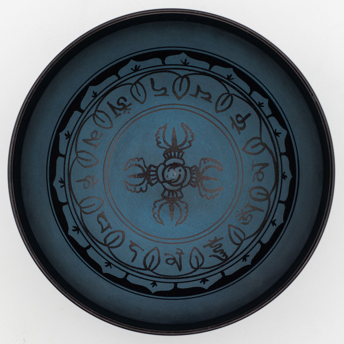 Klangschale – Aluminium Doppel-Dorje blau – 27 cm