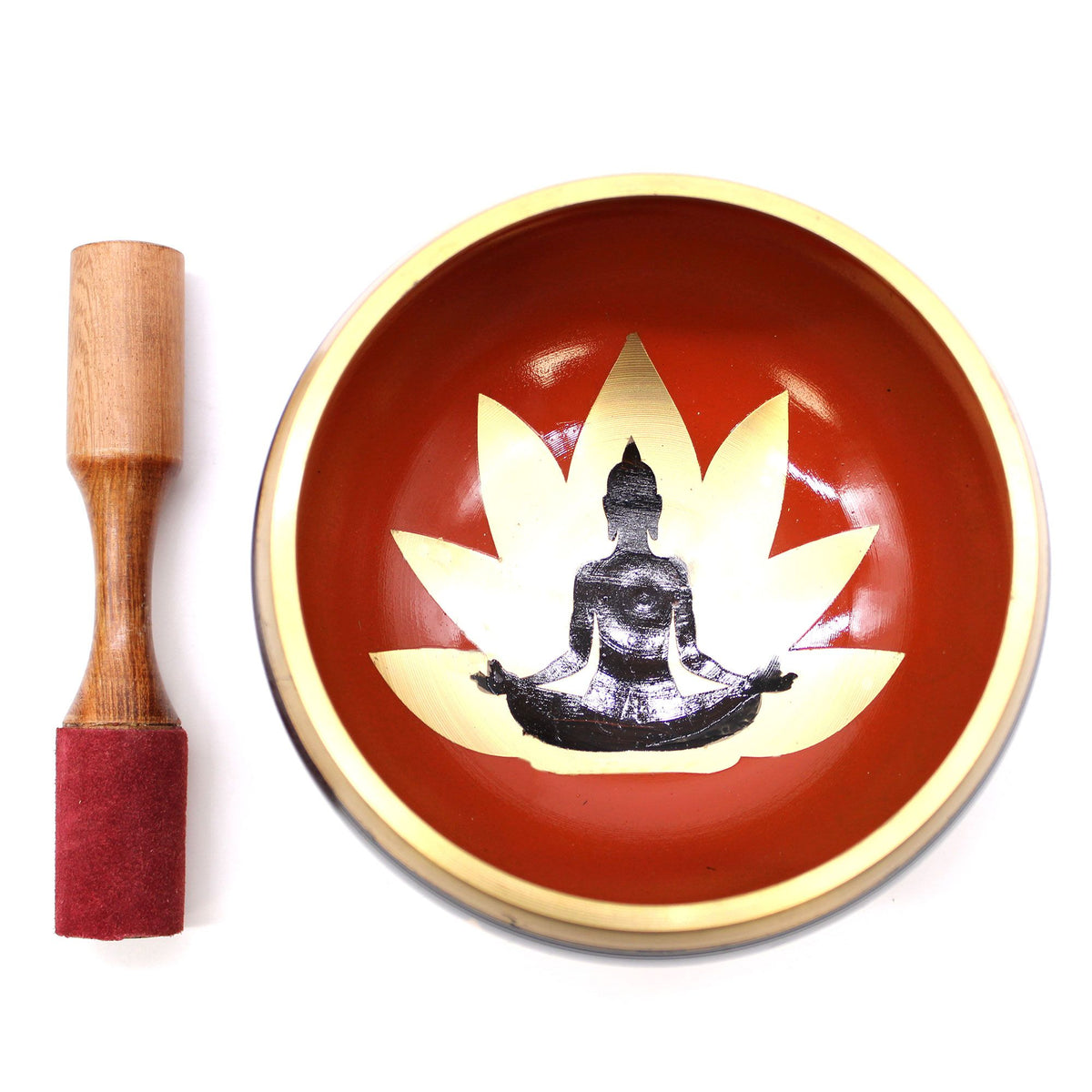 Klangschalen-Set – Buddha schwarz/orange – 14 cm