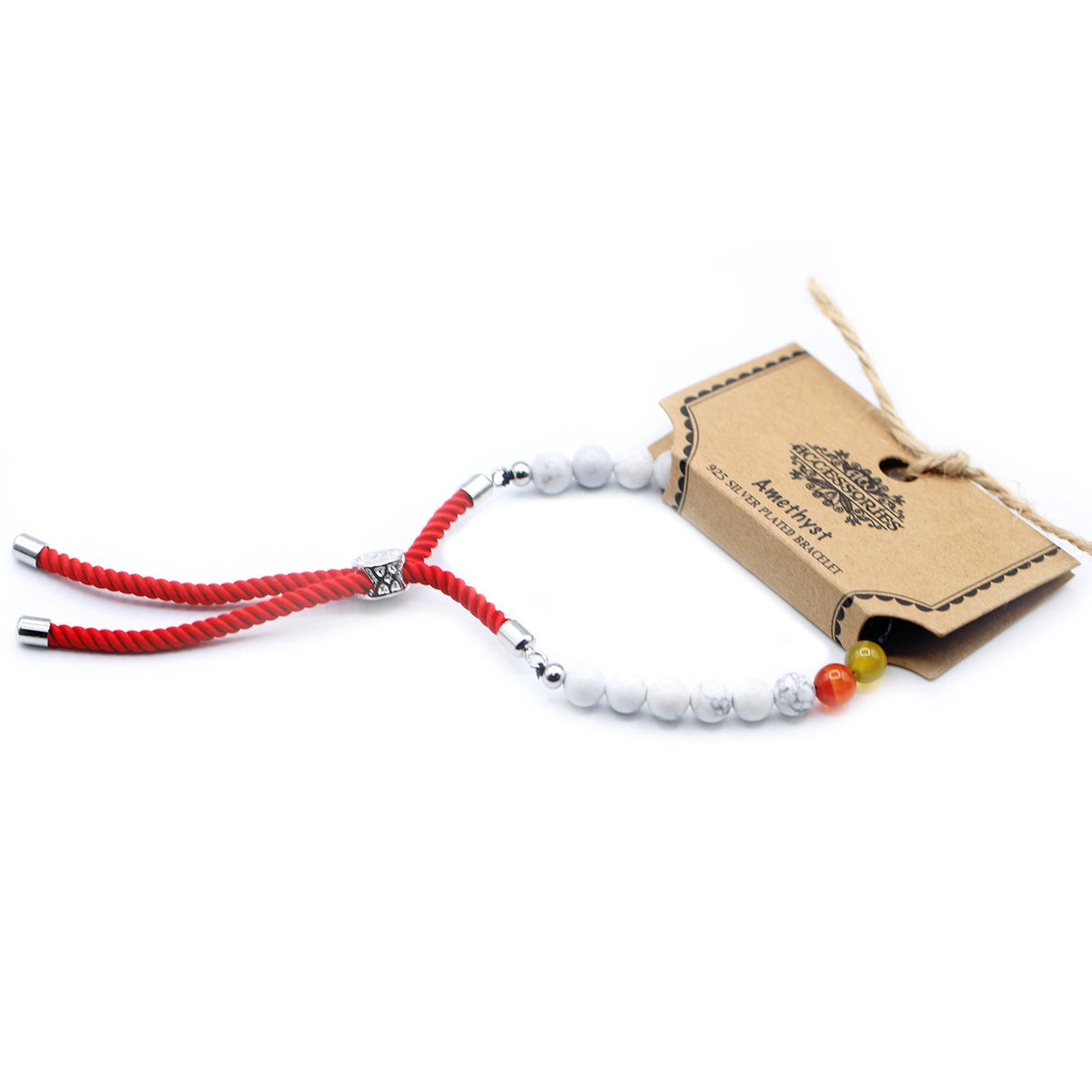 Armband – Edelstein Schnur versilbert rot – Howlith Chakra