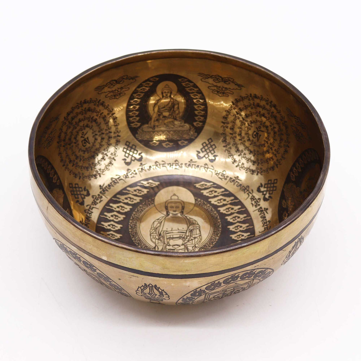 Klangschale graviert – Fünf Buddhas – 21 cm