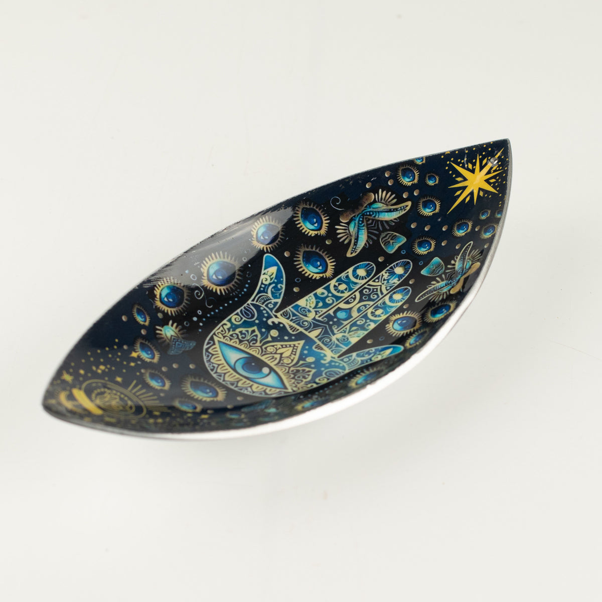 Räucherschale – Aluminium emailliert Blaue Hamsa