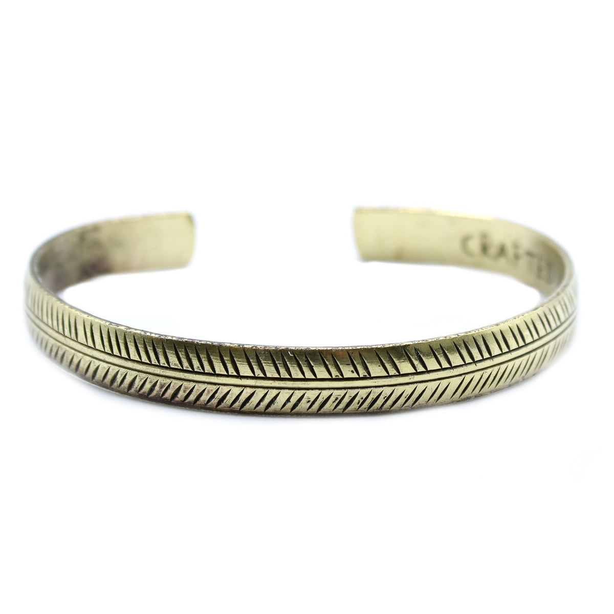 Armreif – tibetisch Messing Tribal-Blatt schmal