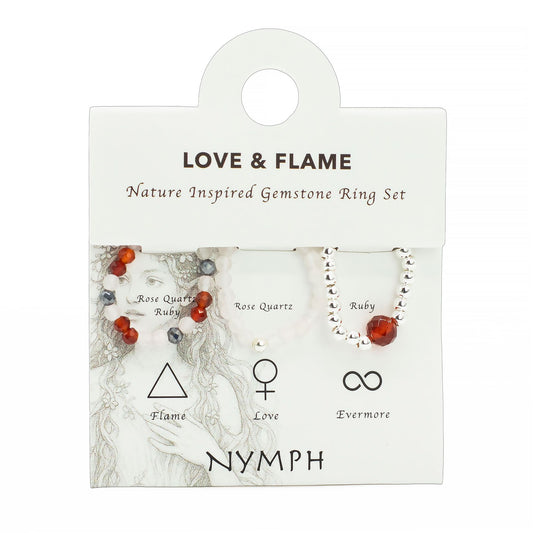 Ring-Set – Edelstein Nymph Spirit – Love & Flame