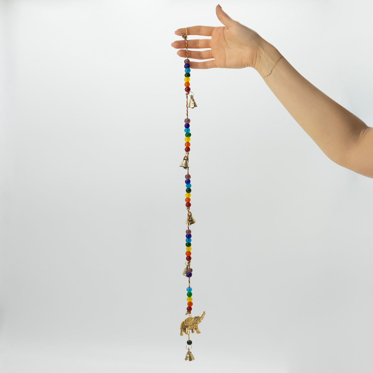 Glockenspiel – Messing Elefant mit Chakra-Perlen – 53 cm