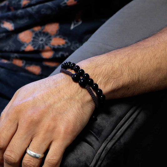 Armband – Edelstein Doppelkraft – Schwarzer Achat