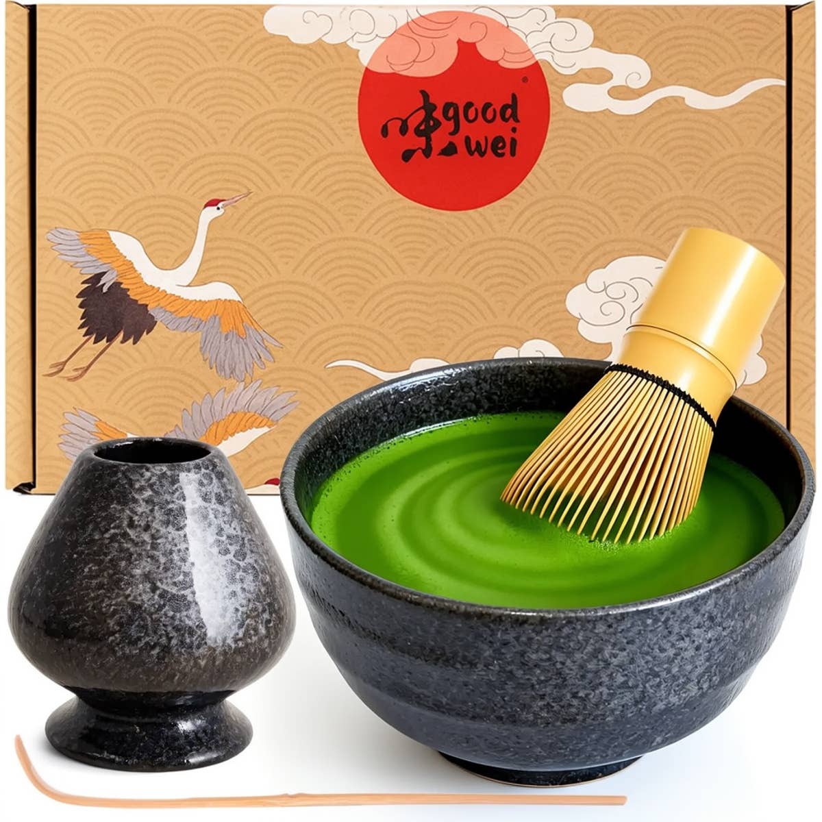 Matcha-Set „Goma“ – Schale 180 ml mit Besen, Halter & Löffel