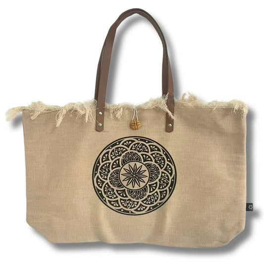 Tragetasche mit Ledergriff – Mandala