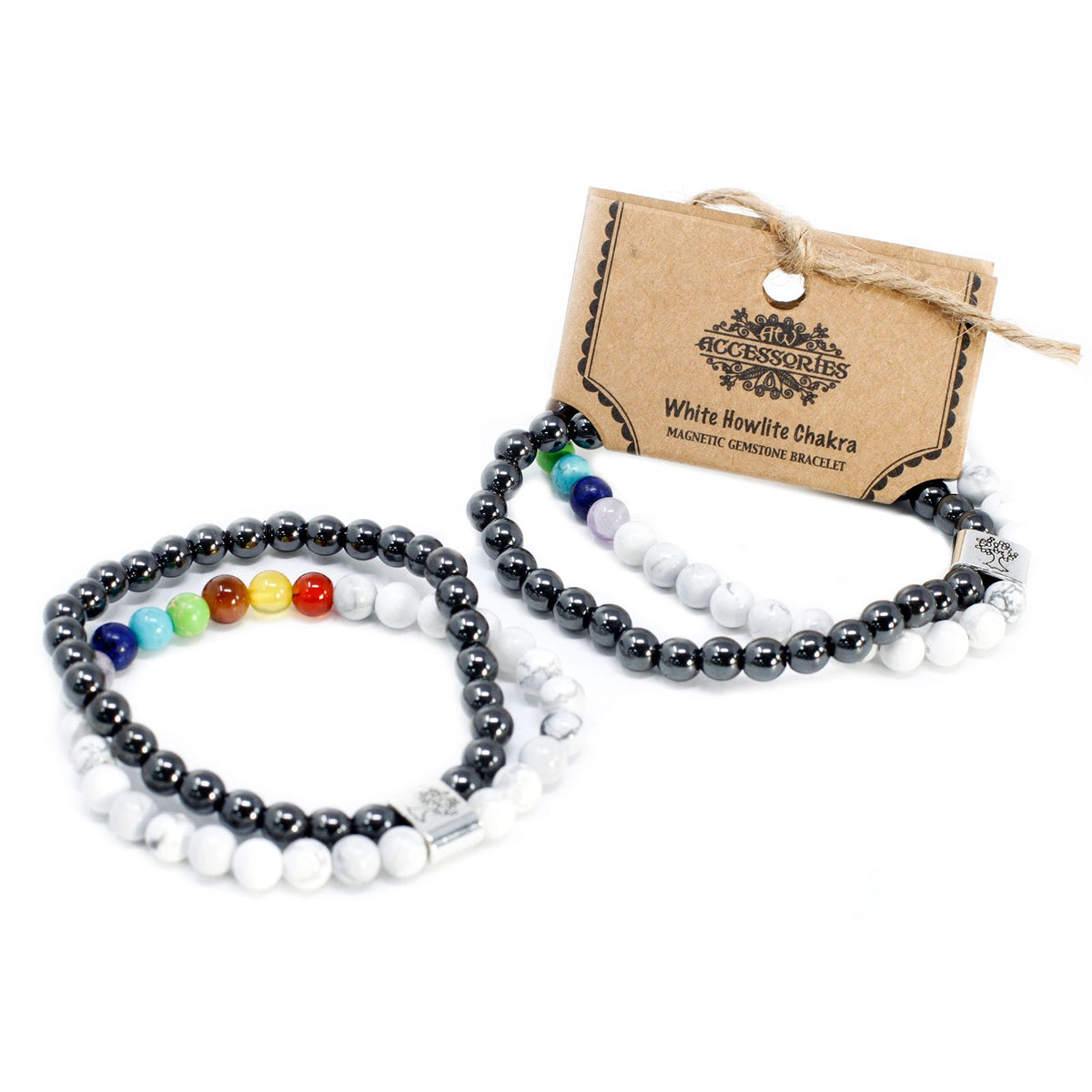 Armband – Magnet-Edelstein Chakra Howlith weiß