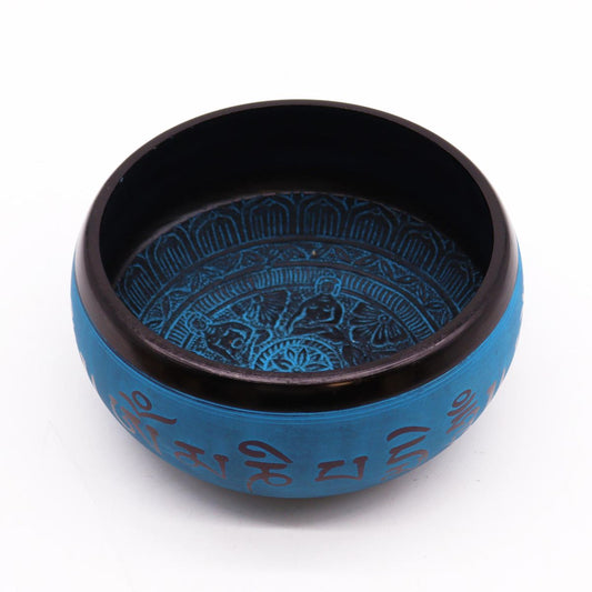 Klangschale – Erdpulver blaues Mantra fünf Buddhas – 16 cm
