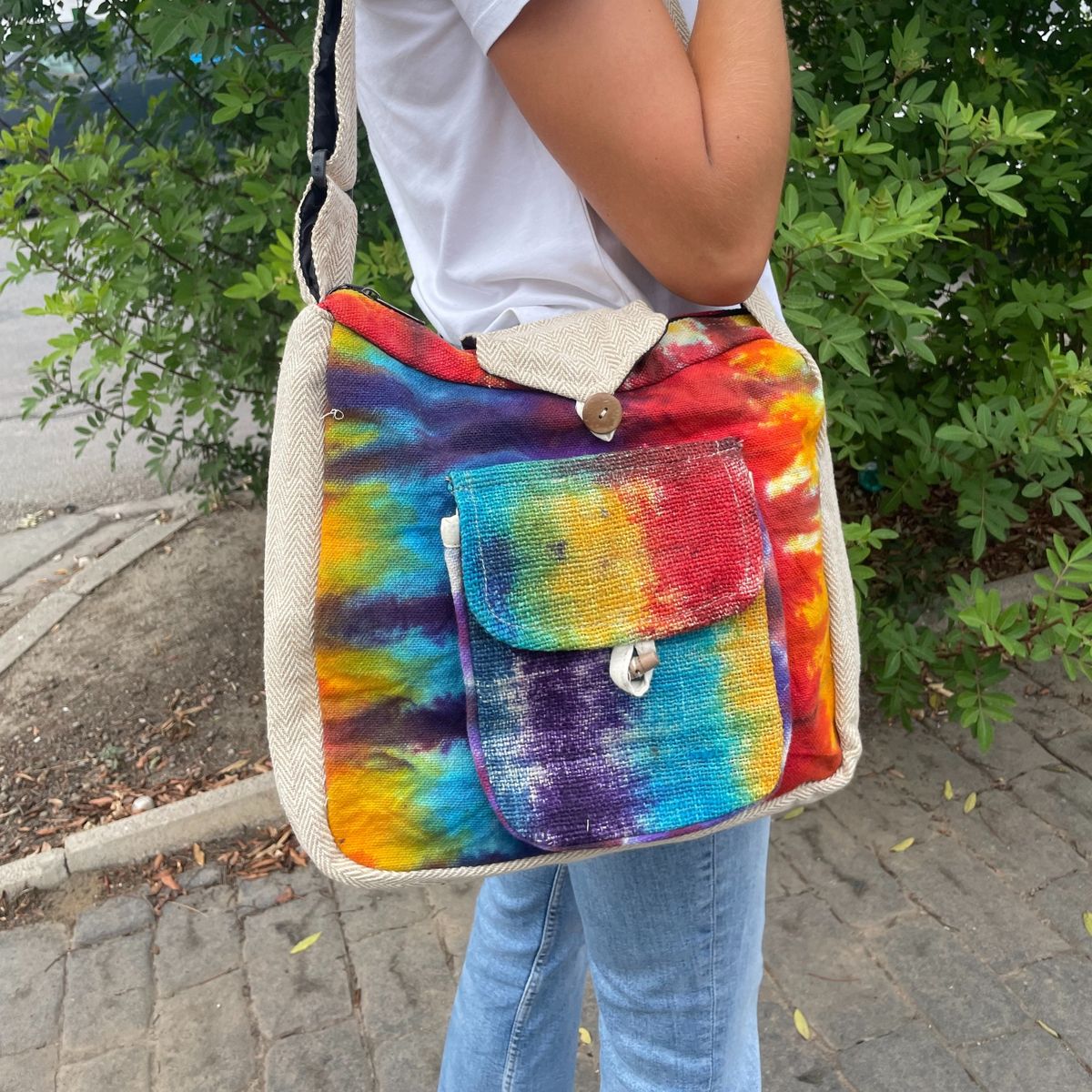Lerntasche – Hanf Batik mit Fronttasche