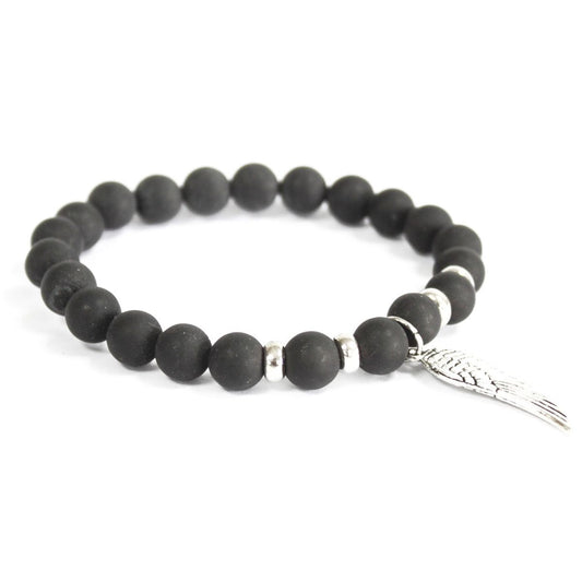 Armband – Boho Engelsflügel schwarzer Achat