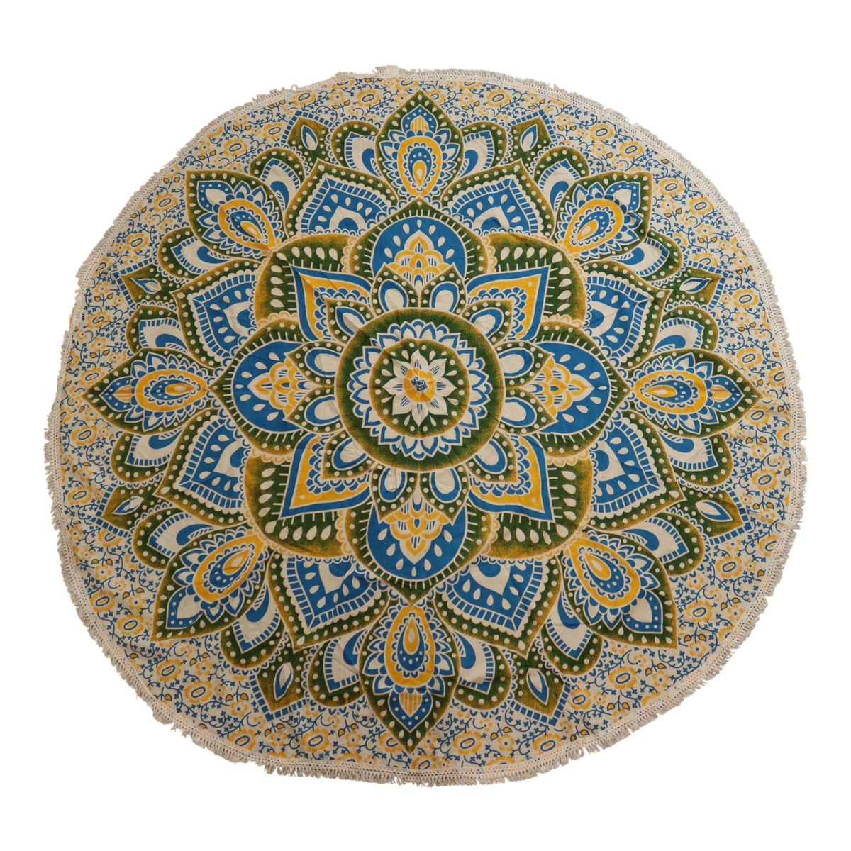 Wandtuch – Mandala rund gelb-blau – 180 cm
