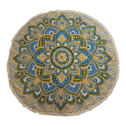 Wandtuch – Mandala rund gelb-blau – 180 cm
