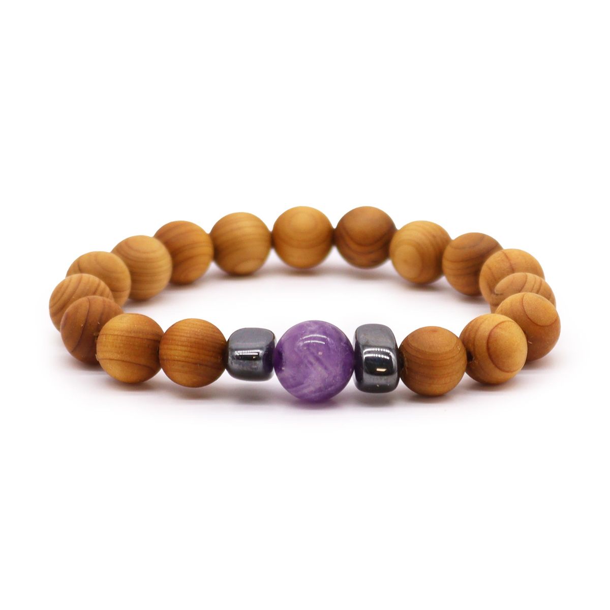 Armreif – Zedernholz Stirnchakra Amethyst
