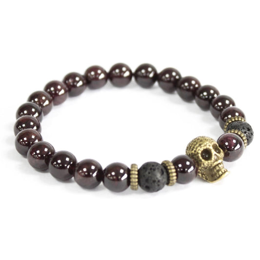 Armband – Boho Bronzeschädel Blutstein