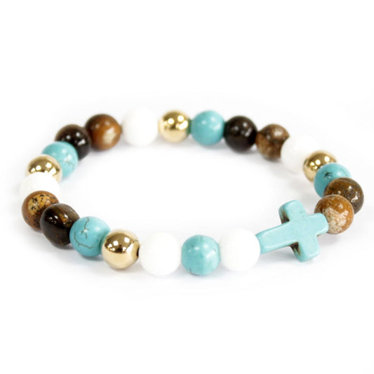 Armband – Boho türkis Howlith-Kreuz
