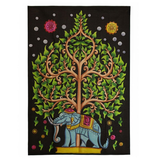 Wandtuch – Baumwolle Elefant & Lebensbaum – 70x110 cm