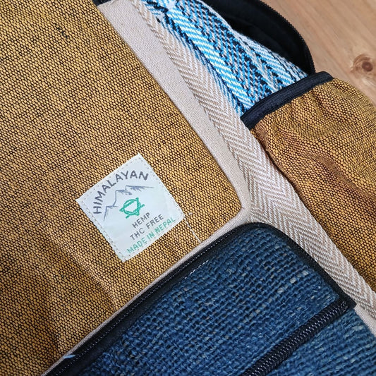 Rucksack – Hanf kastenförmig blaugrün-kurkuma – groß