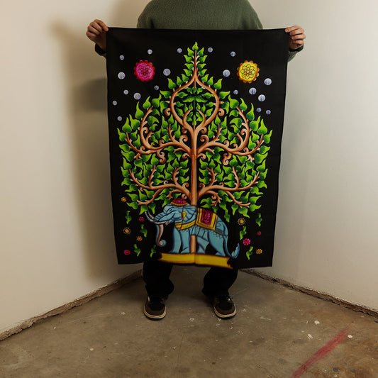 Wandtuch – Baumwolle Elefant & Lebensbaum – 70x110 cm