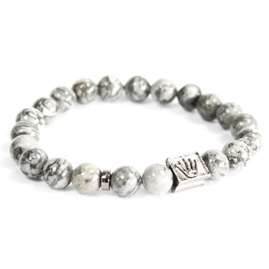 Armband – Boho Kronenbarren grauer Achat