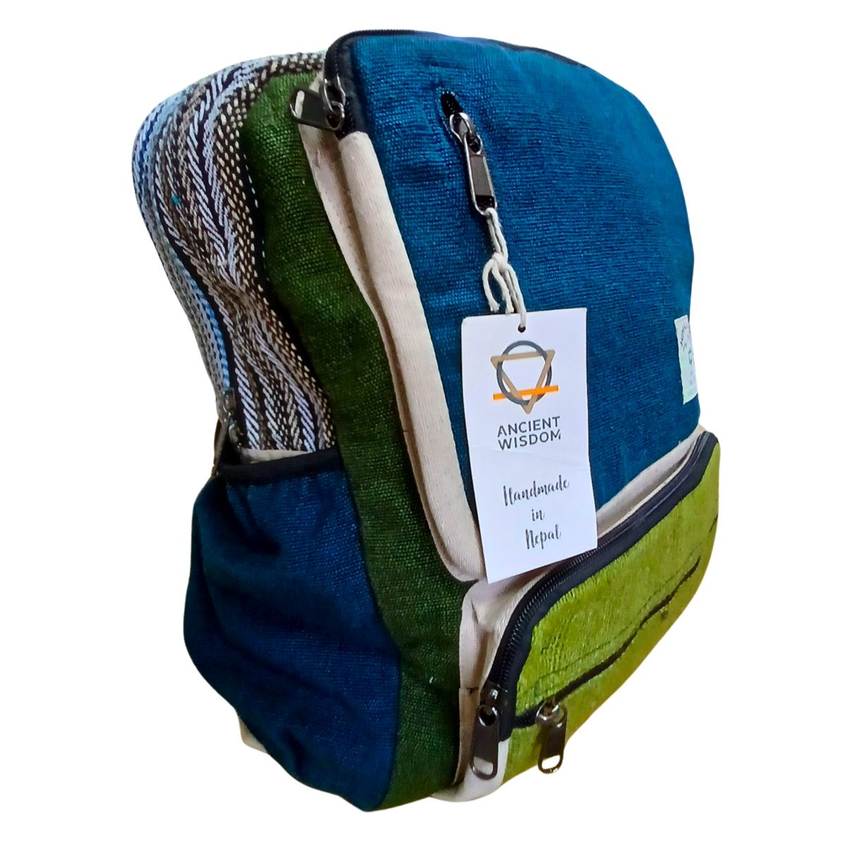Rucksack – Hanf kastenförmig blaugrün-salbei – groß
