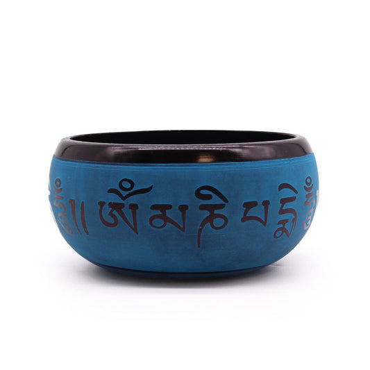 Klangschale – Erdpulver blaues Mantra fünf Buddhas – 16 cm