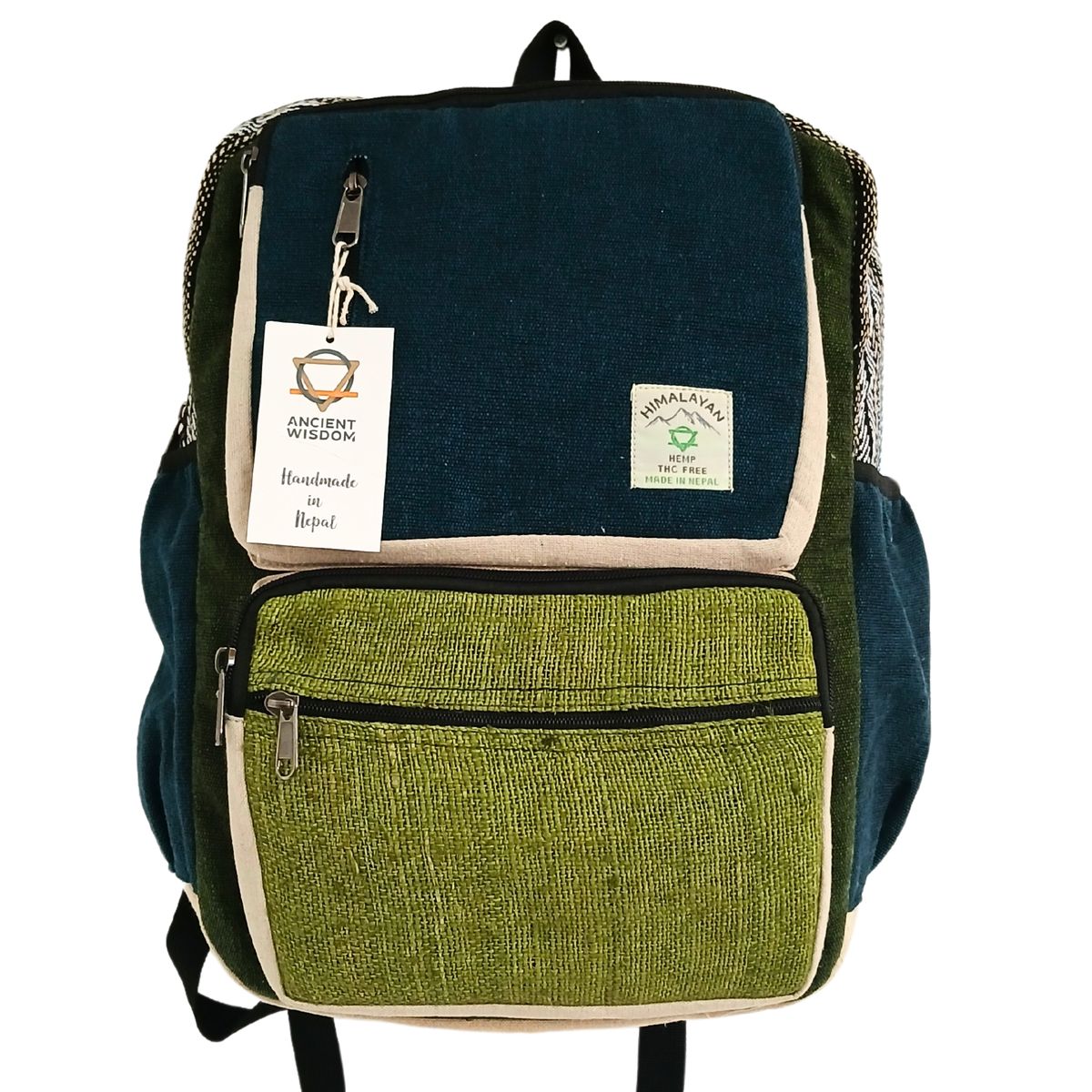 Rucksack – Hanf kastenförmig blaugrün-salbei – groß