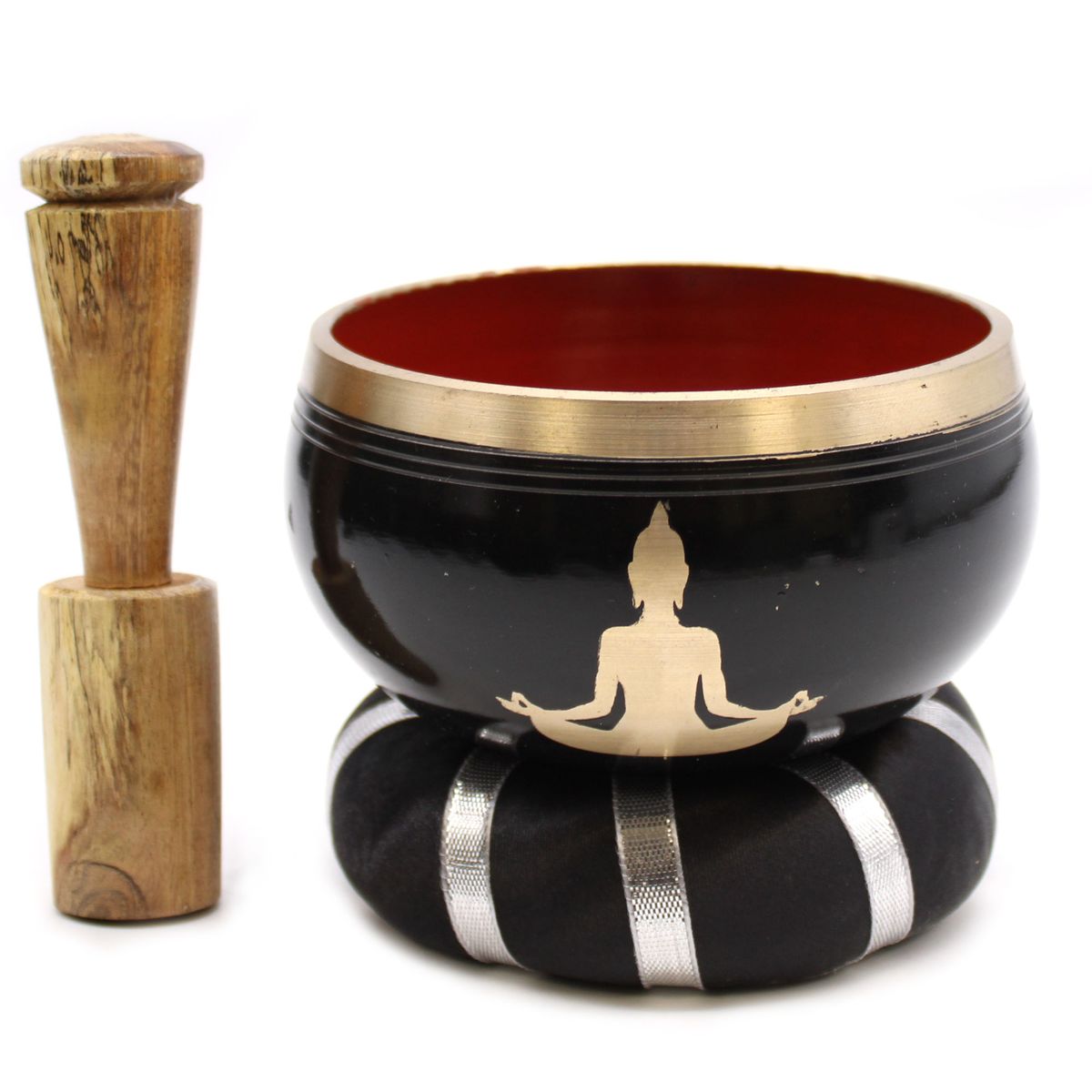 Klangschalen-Set – Buddha schwarz/orange – 10,7 cm