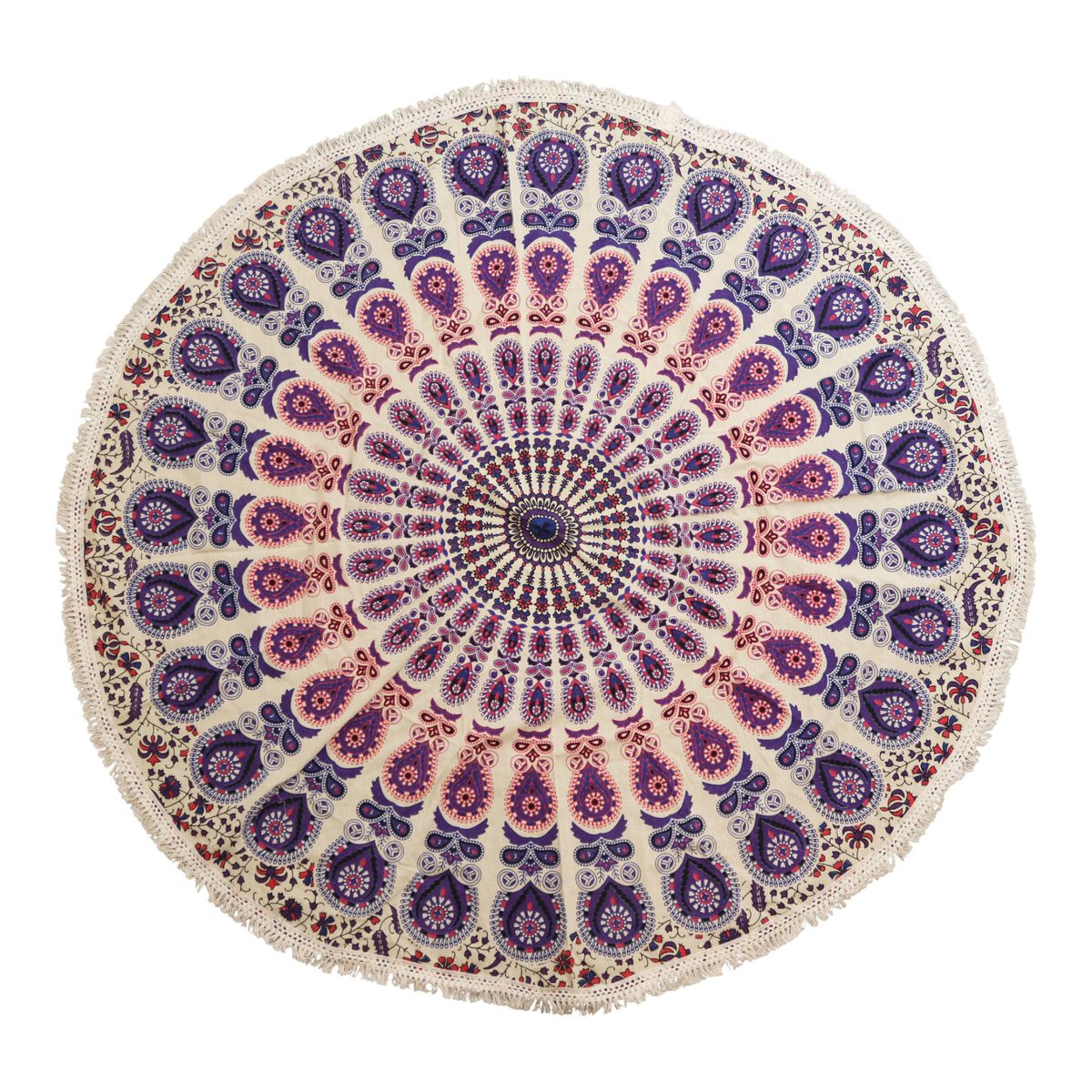 Wandtuch – Mandala rund pfauenlila – 130 cm
