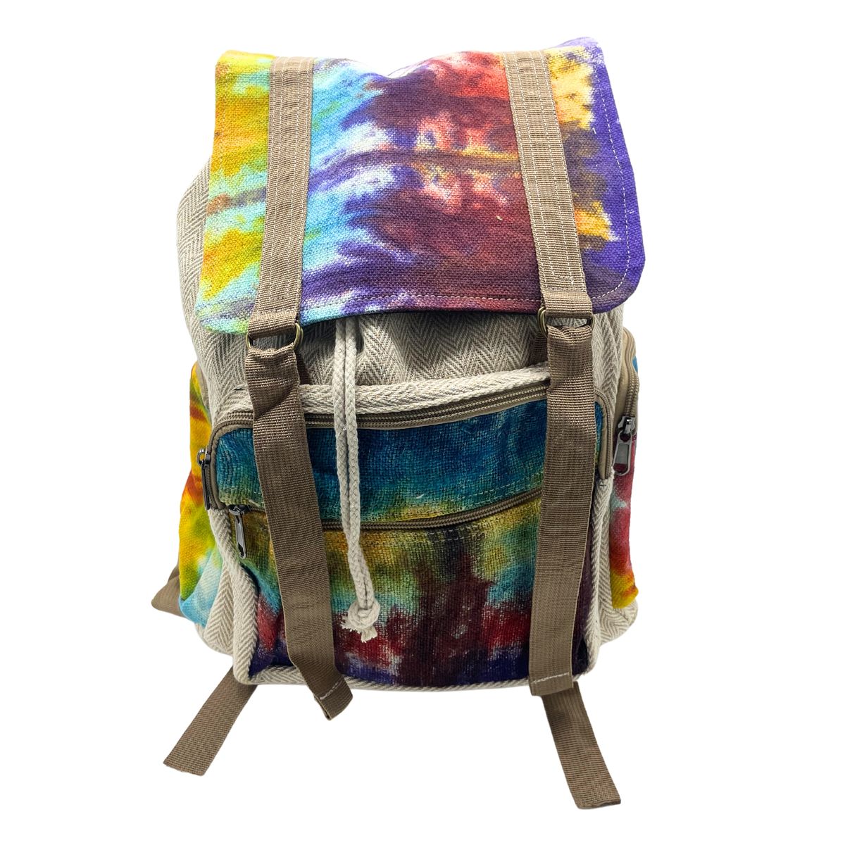 Rucksack – Hanf Batik quadratisch – groß
