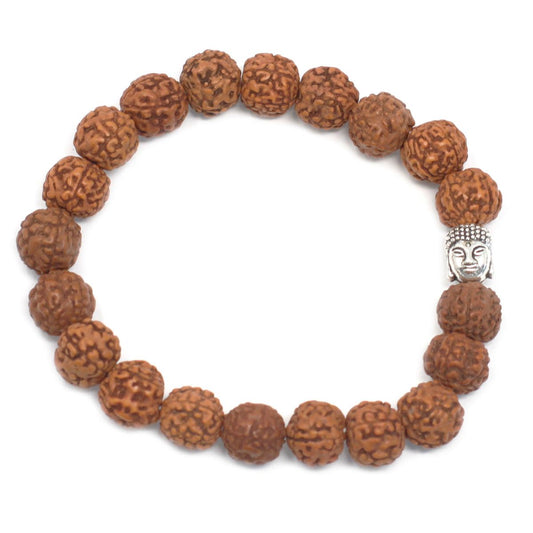 Armreif-Mala – Rudraksha Buddha braun