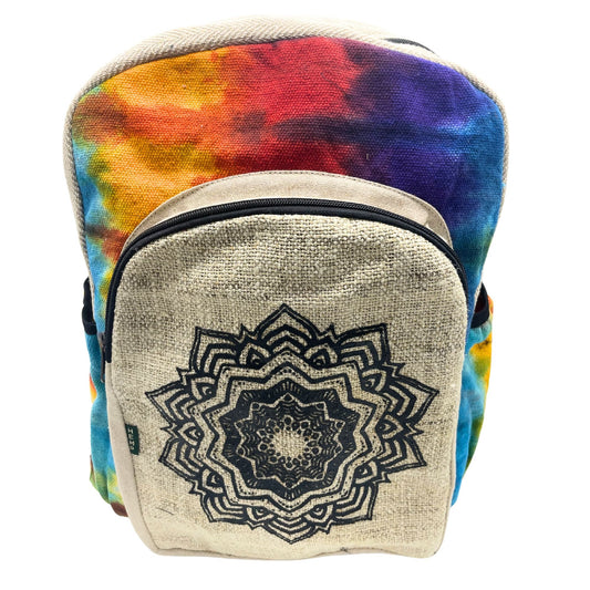 Hanf-Rucksack groß – Batik Mandala