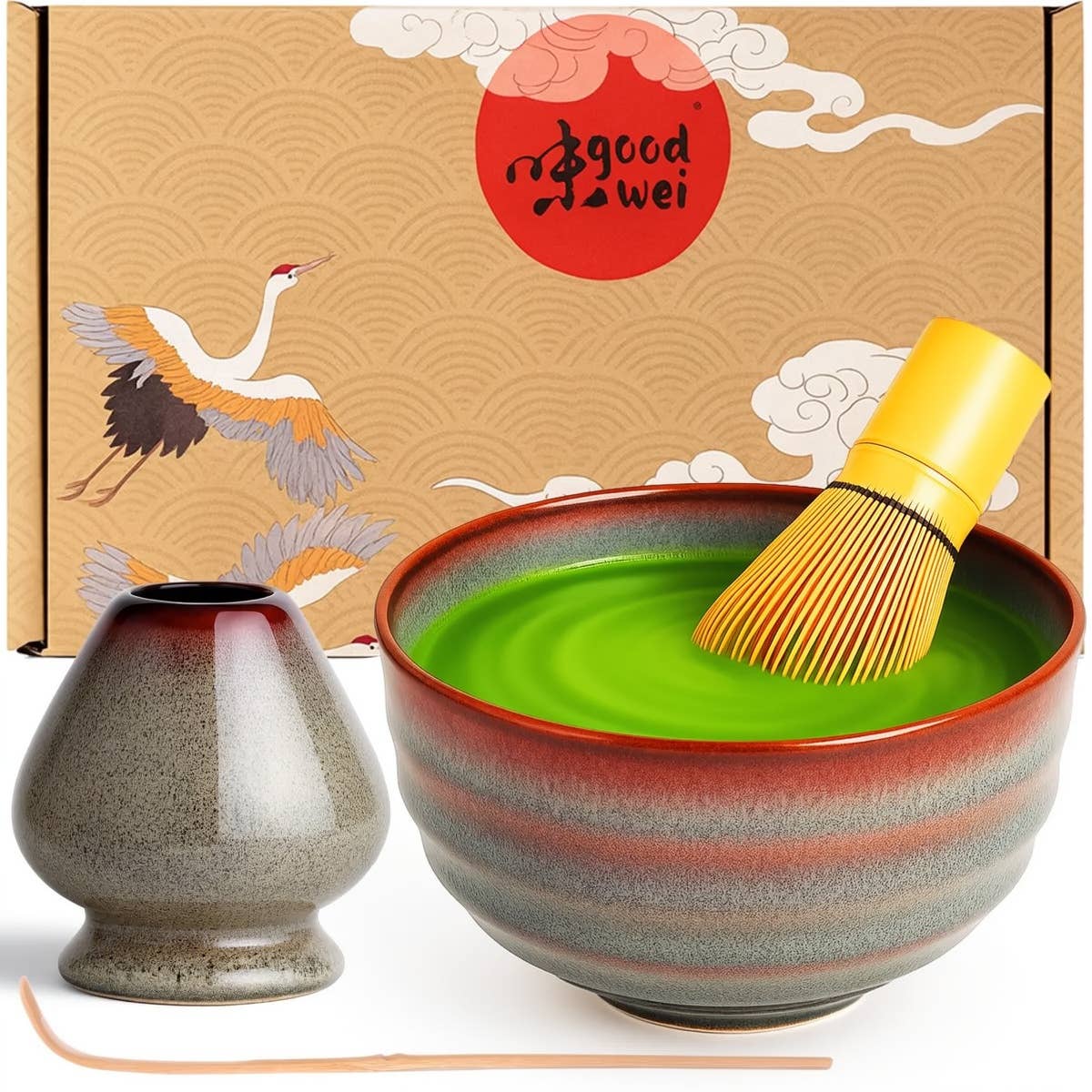 Matcha-Set „Uji“ – Schale 180 ml mit Besen, Halter & Löffel