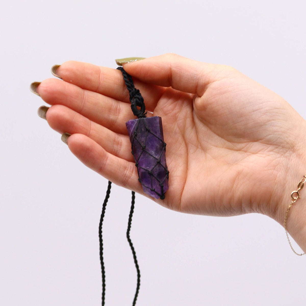 Anhänger – Edelstein Spitze geschnürt Amethyst