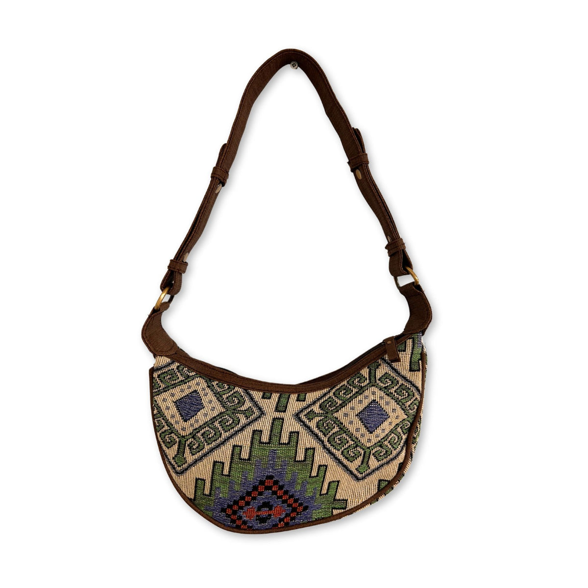 Hobo-Tasche – Jacquard – Geo-Grün