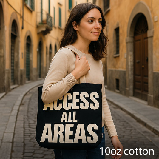 Einkaufstasche Baumwolle – Access All Areas – schwarz/natur