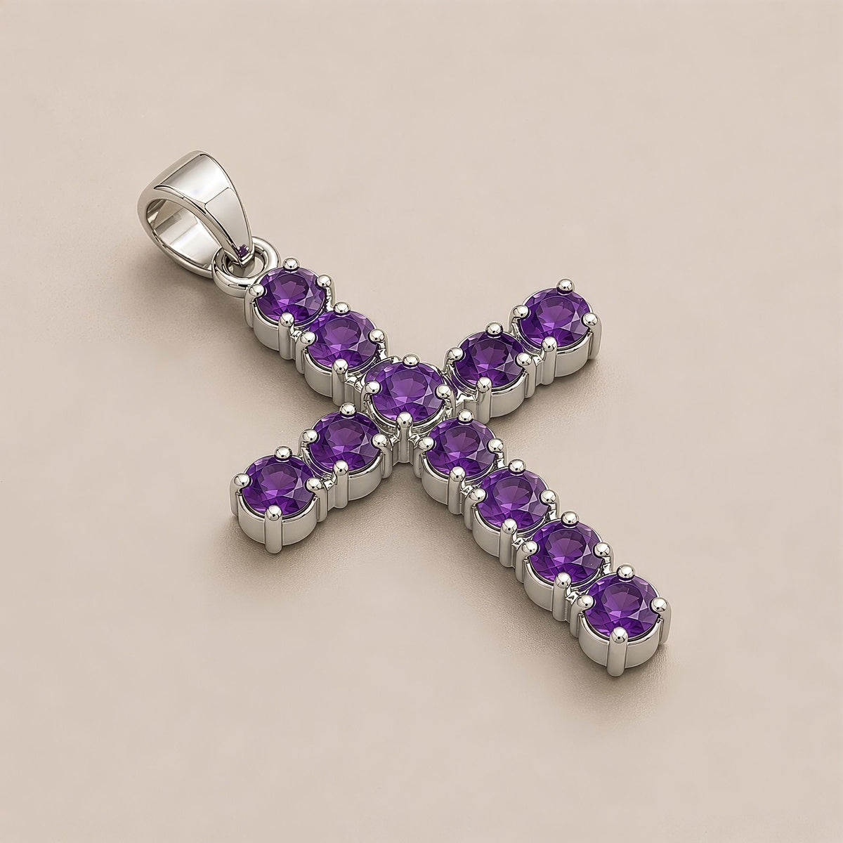 Anhänger – Devotional versilbert Kette – Amethyst-Kreuz