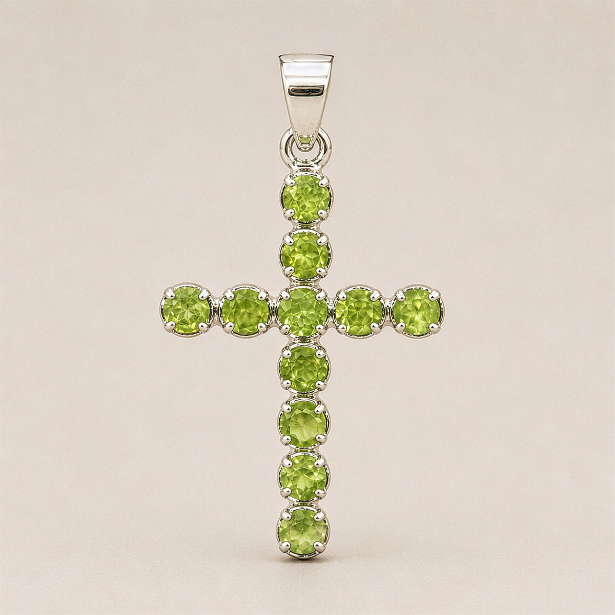 Anhänger – Devotional versilbert Kette – Peridot-Kreuz