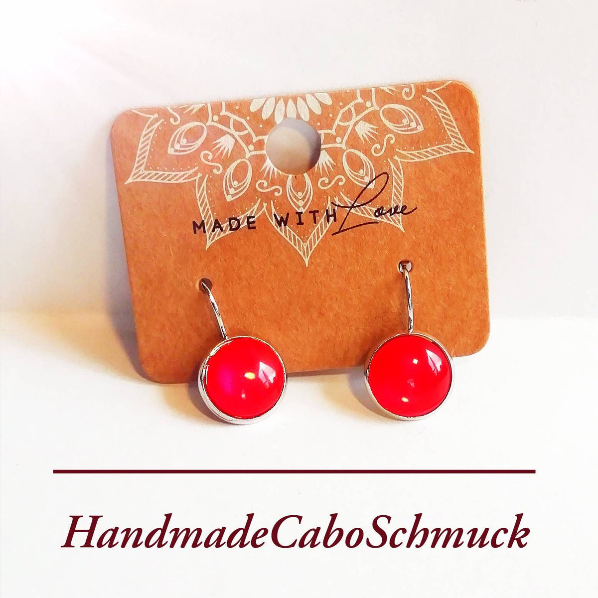 Ohrringe „Mondstein Rot“ – 12 mm