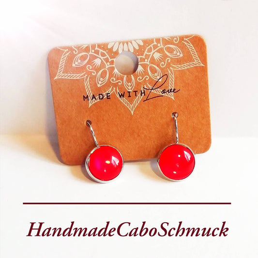 Ohrringe „Mondstein Rot“ – 12 mm