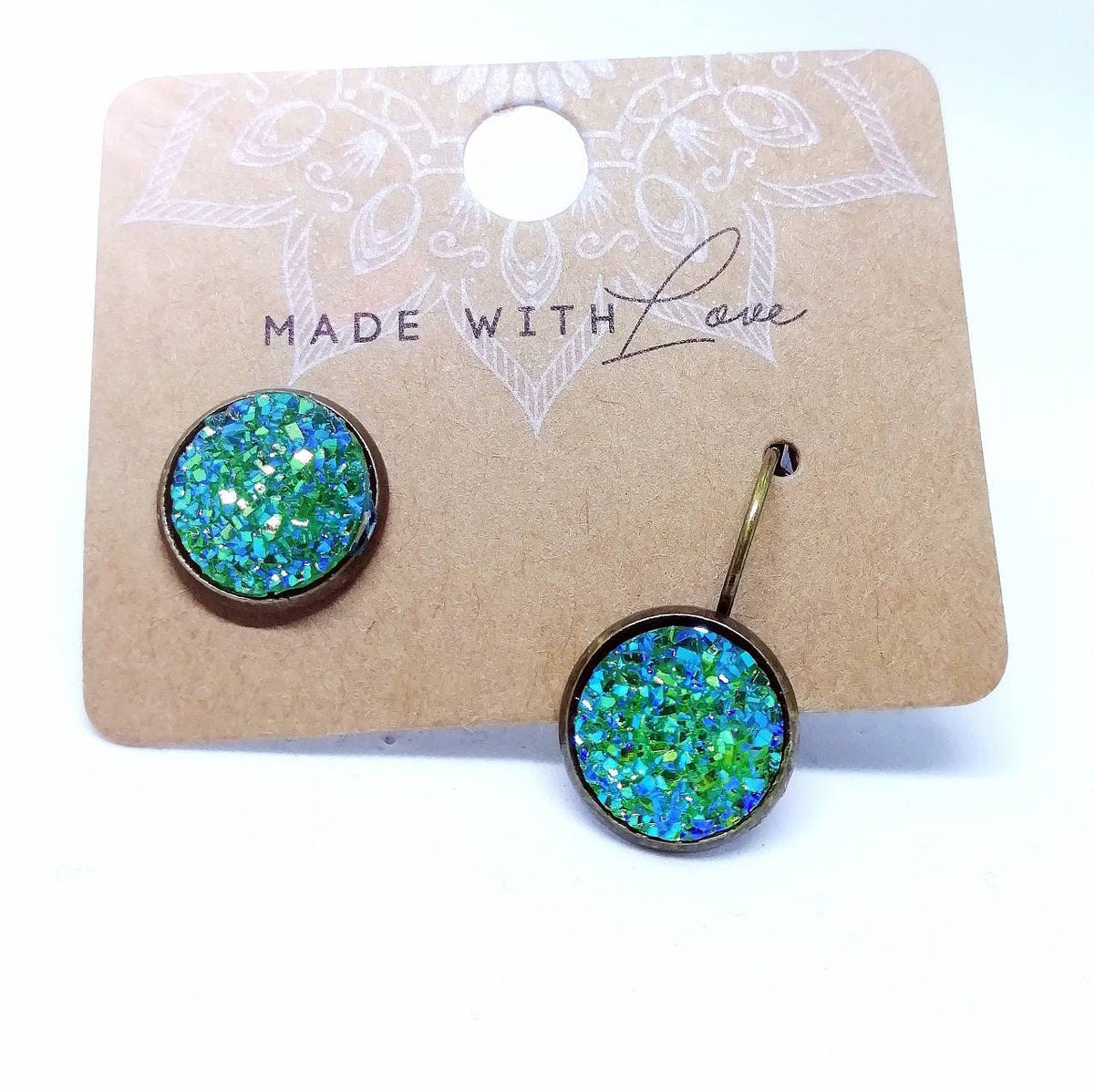 Ohrringe „Resin Druzy Grün“ – 12 mm