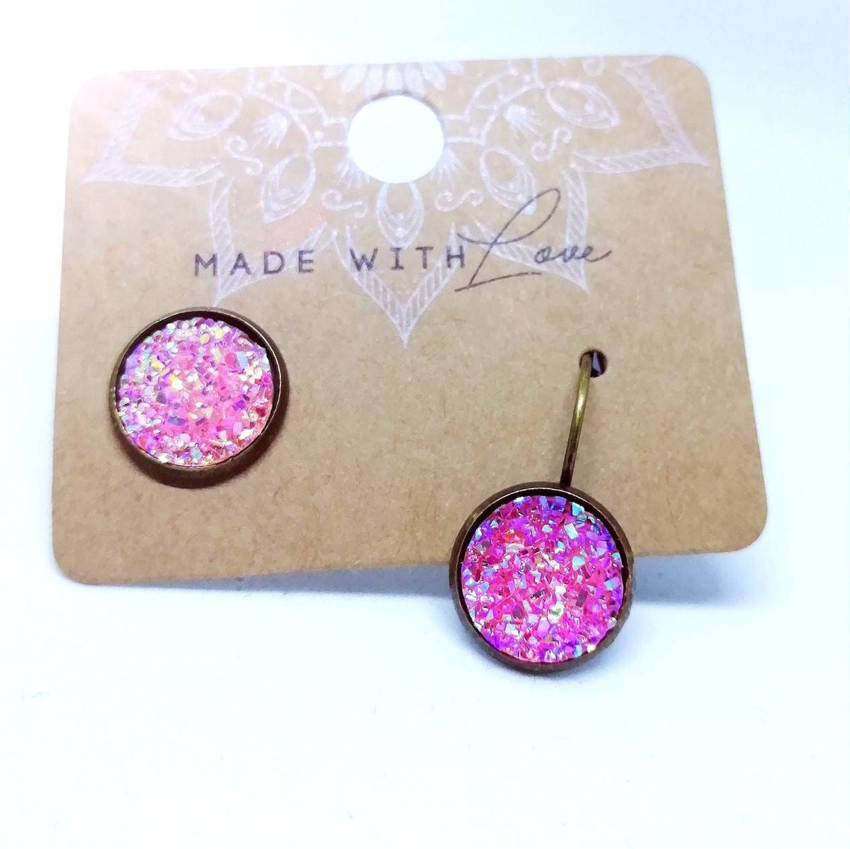 Ohrringe „Druzy Rosa“ – 12 mm