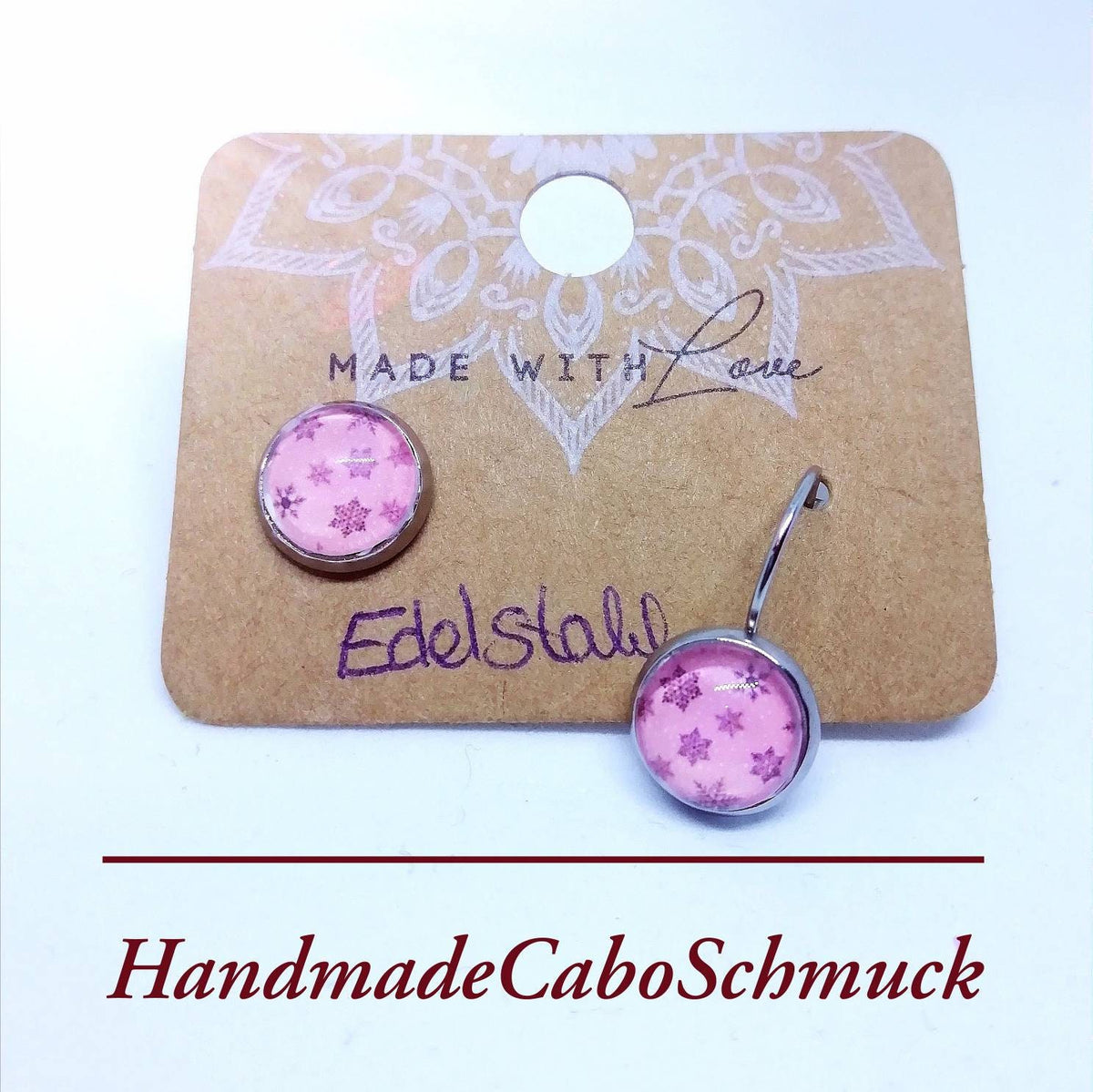 Ohrringe „Schneeflocken Rosa Schwarz“