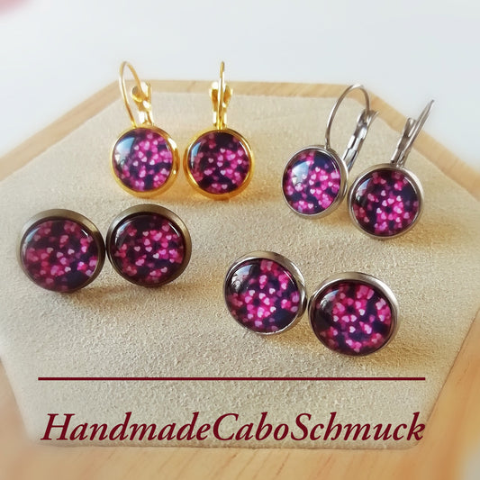 Ohrringe „Herzen Pink Schwarz“ – 10 mm