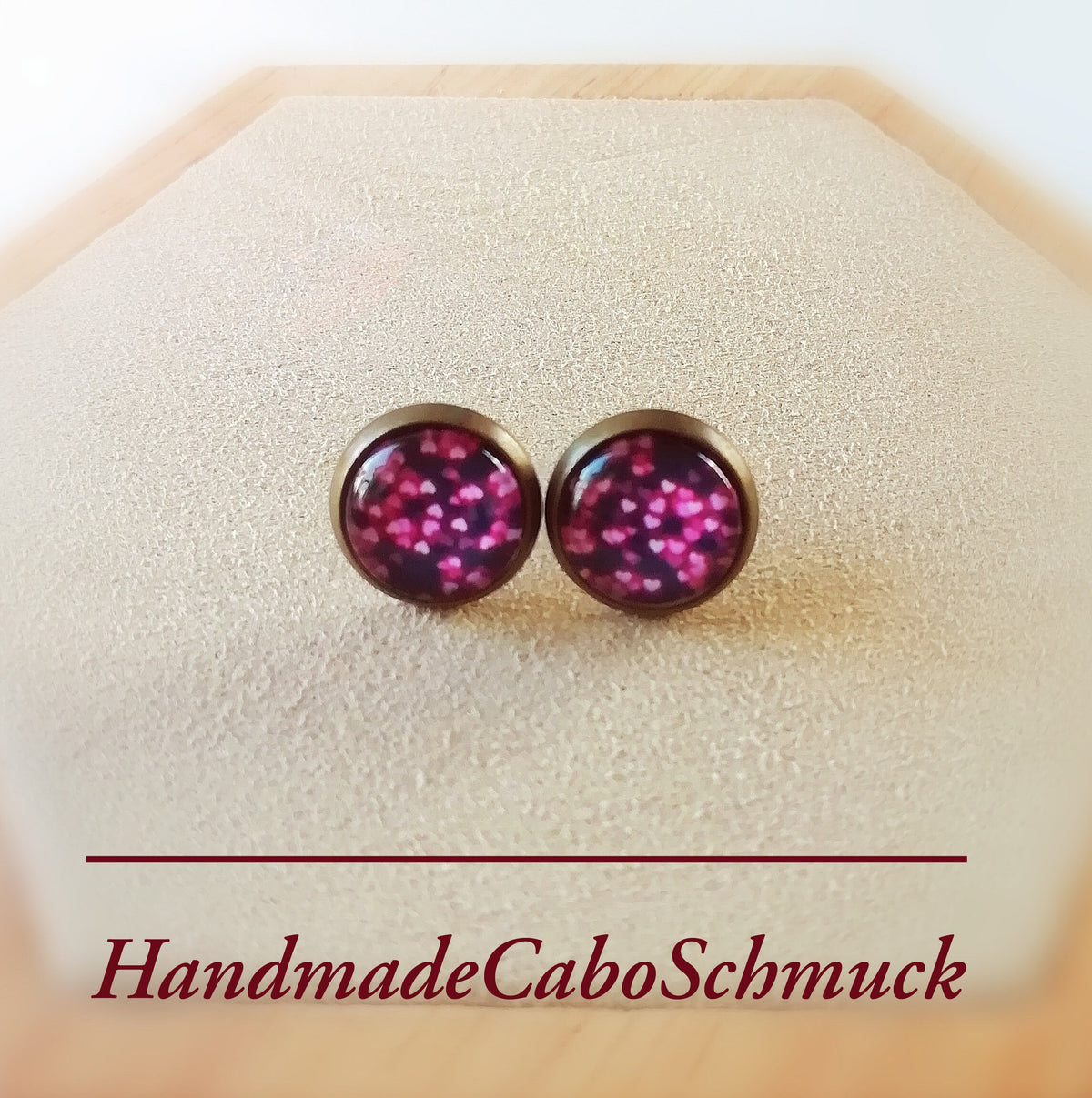Ohrringe „Herzen Pink Schwarz“ – 10 mm