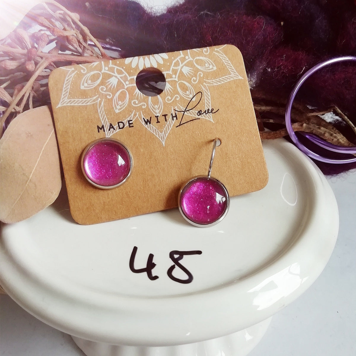 Ohrringe „Glitzer Pink Lila L45“