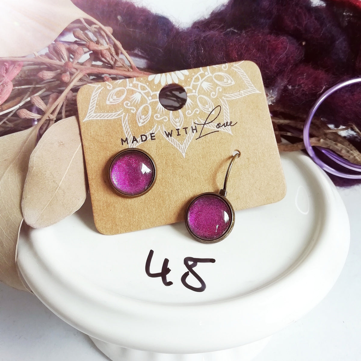 Ohrringe „Glitzer Pink Lila L45“