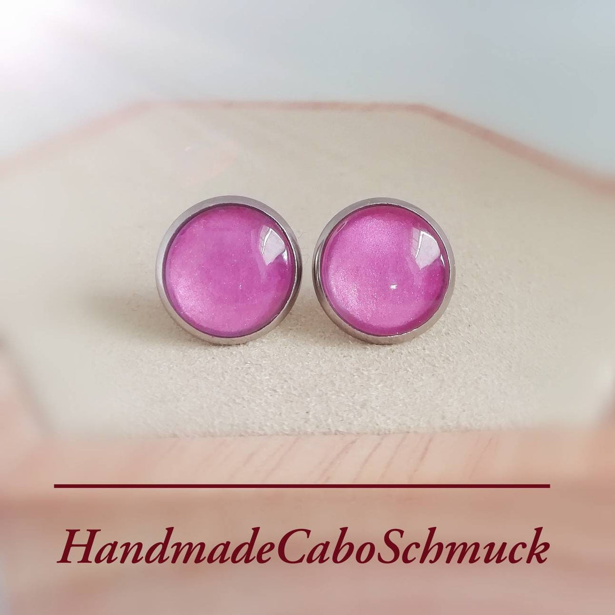 Ohrringe „Handbemalt Lila Rosa Schimmer“ – 12 mm