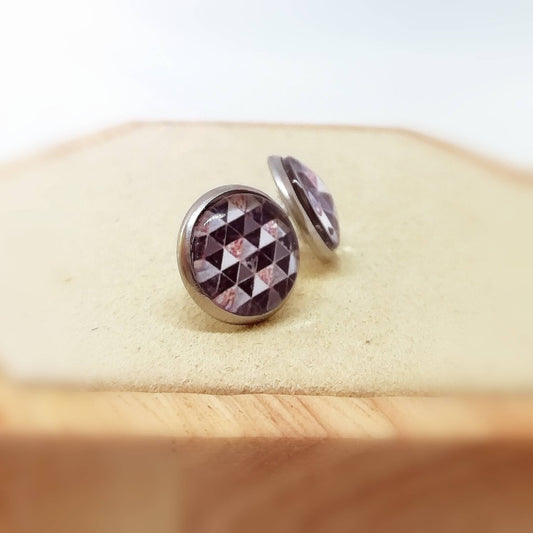 Ohrringe „Geometrisches Muster Schwarz Weiß“ – 12 mm